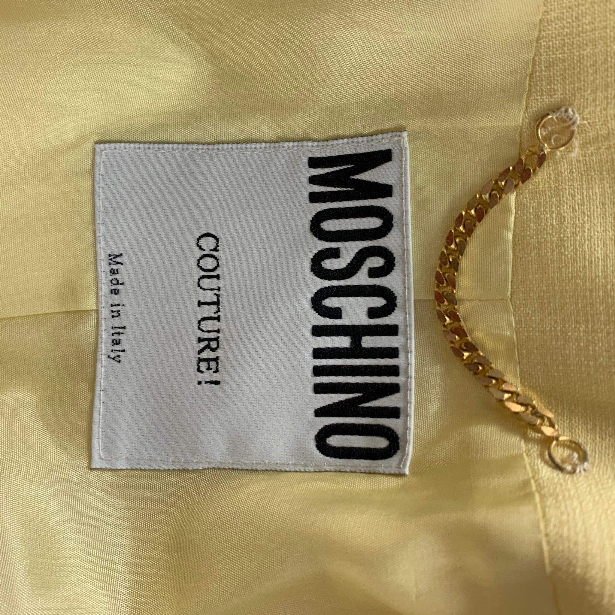 Vintage MOSCHINO COUTURE Size 8 Yellow Acetate Blend Jacket 4