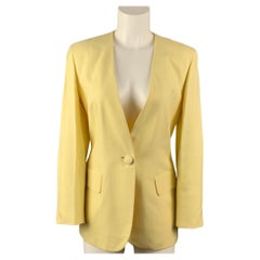 Vintage MOSCHINO COUTURE Size 8 Yellow Acetate Blend Jacket
