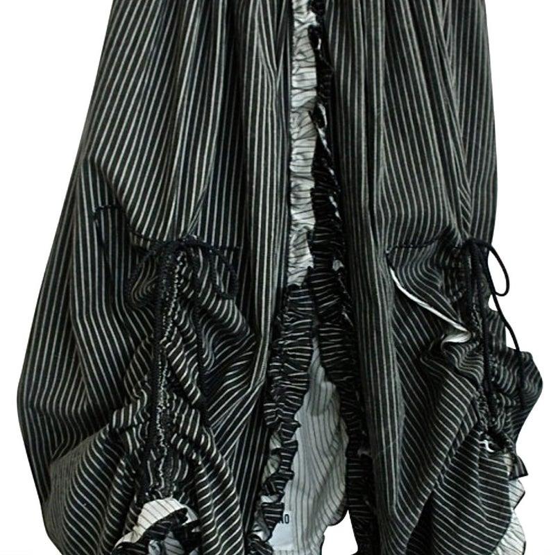 Vintage MOSCHINO Denim Bustier Stripe Ruffled Frill Ruche Panel Dress For Sale 2