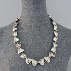 Vintage MOSCHINO "Farfalle Pasta" Silber Ton Link Novelty Halskette