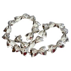 Vintage MOSCHINO "Farfalle Pasta" Silber Ton Link Novelty Halskette