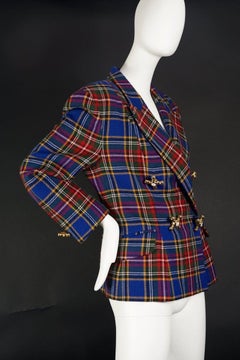 Vintage MOSCHINO Faucet Plaid Tartan Novelty Jacket