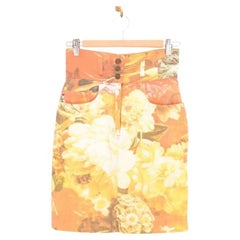 Vintage Moschino 'Floral Peony' Denim Skirt