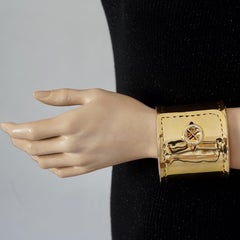 Vintage MOSCHINO Gilt Square Shirt Button Cuff Novelty Bracelet