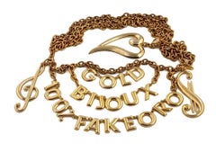 Vintage MOSCHINO "Gold Bijoux 100% Fake Oro" Novelty Charm Belt