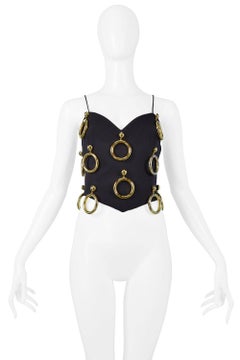 Vintage Moschino Gold Earring Black Bustier
