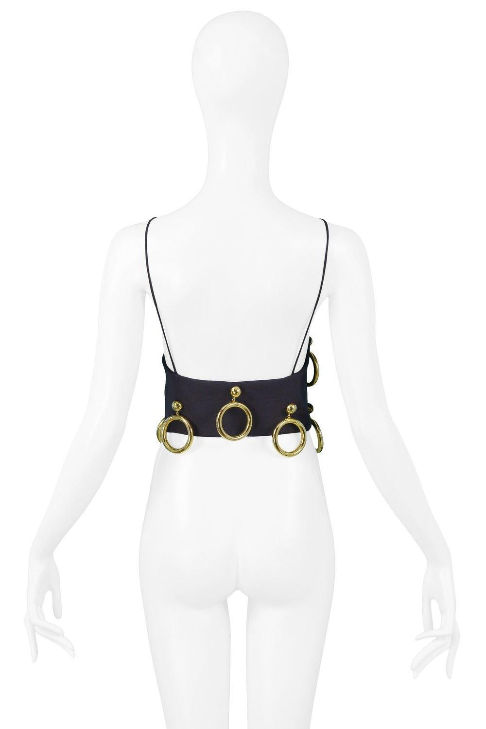 Vintage Moschino Pendiente de Oro Bustier Negro en Bueno Estado en Los Angeles, CA