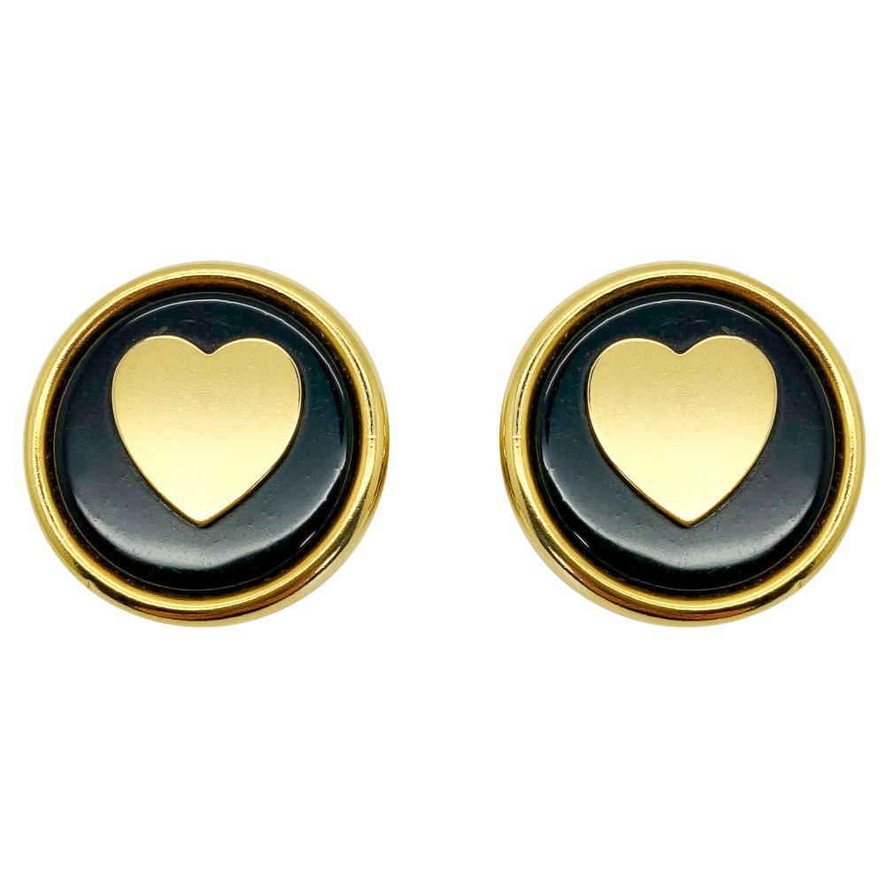 New 1981 Vintage HEART Shape EARRINGS Goldtone & Sliver 217 $18 Retail in 1981 