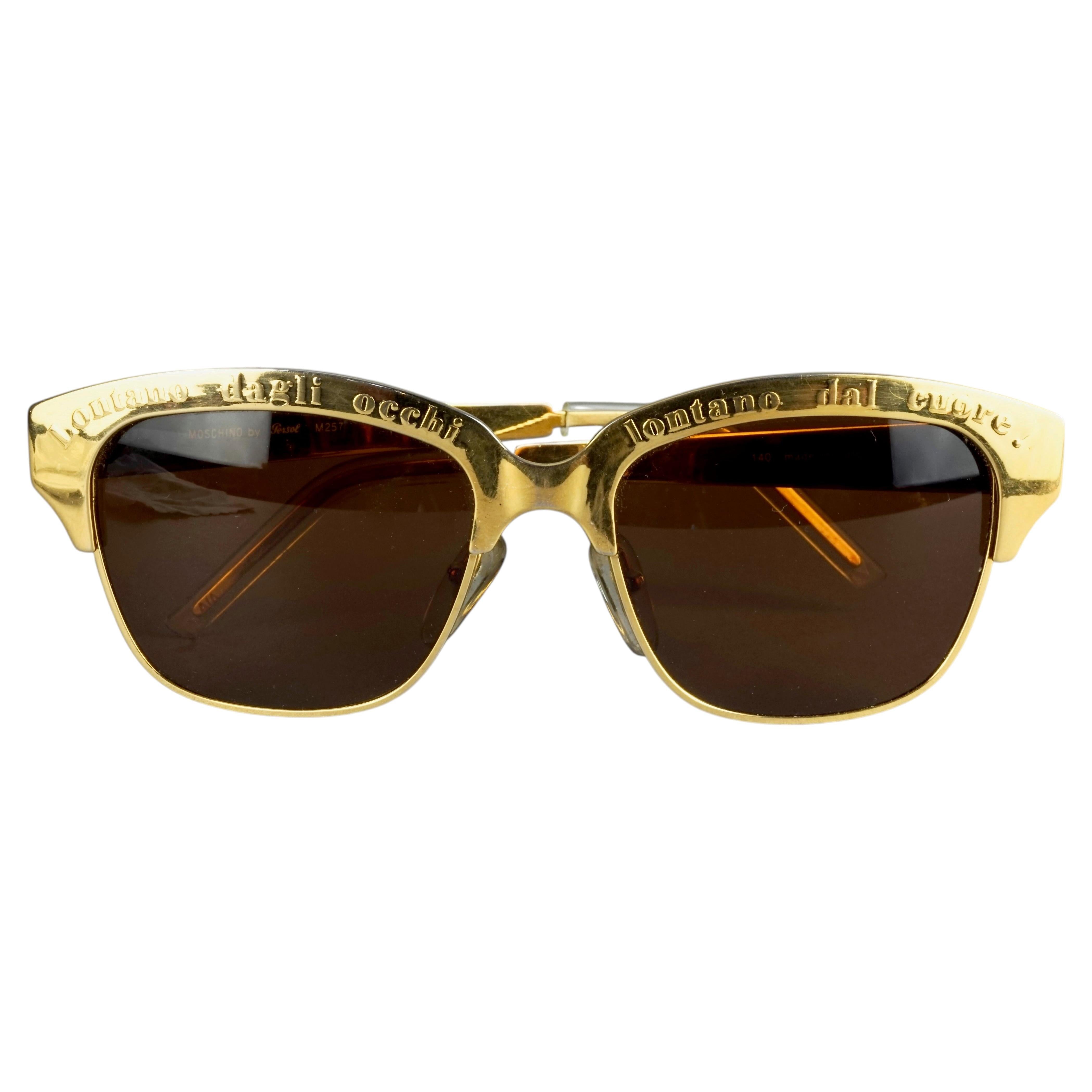 Vintage MOSCHINO Gold "Out Of Sight Out Of Mind" Novelty Sunglasses