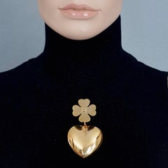 Vintage MOSCHINO Golden Clover Heart Novelty Brooch