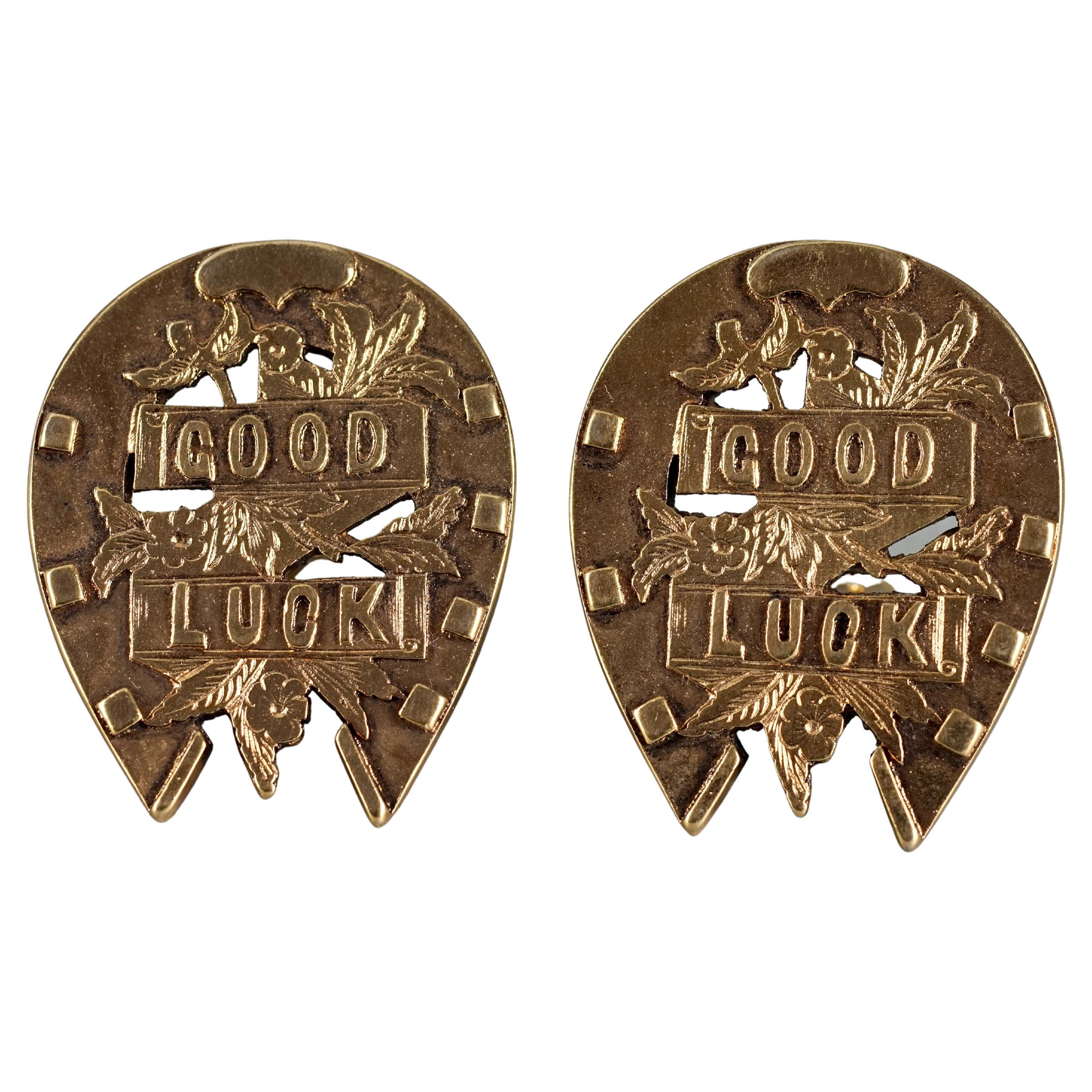 Vintage MOSCHINO Good Luck Horseshoe Earrings For Sale