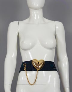 Vintage MOSCHINO Heart and Key "Love Is The Key To My Heart" Novelty Belt