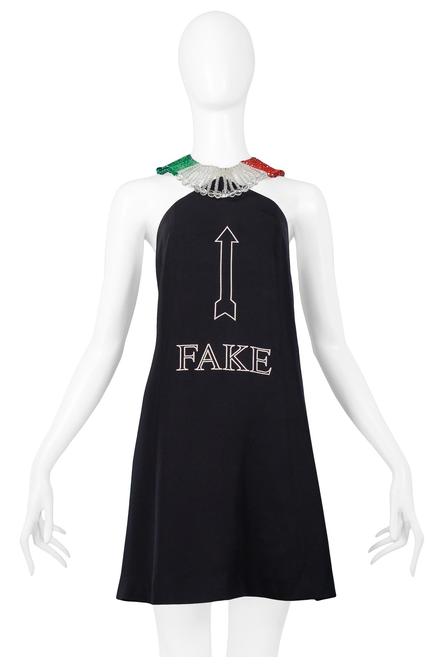 Moschino - Robe vintage en perles de verre avec drapeau italien « Fake » Bon état - En vente à Los Angeles, CA