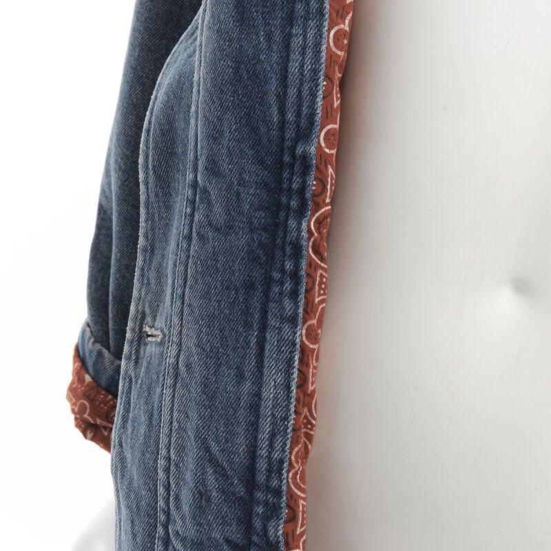 vintage MOSCHINO JEANS 1988 azul vaquero rojo paisley forrado abrigo acolchado IT42 en venta 5