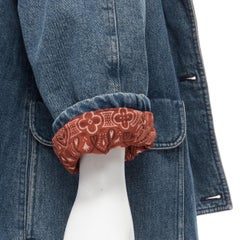 vintage MOSCHINO JEANS 1988 blue denim red paisley lined padded coat IT42