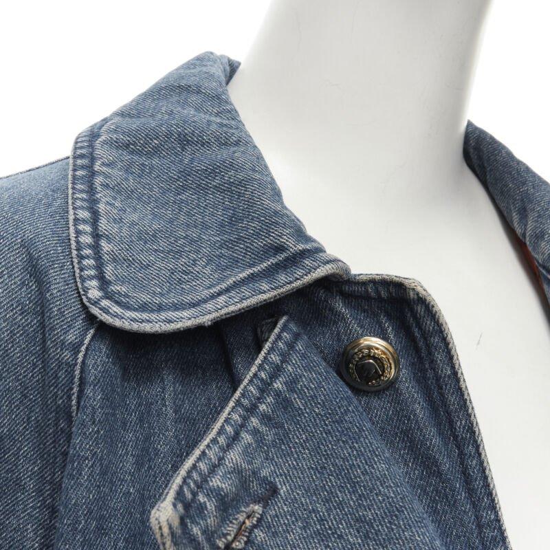 vintage MOSCHINO JEANS 1988 azul vaquero rojo paisley forrado abrigo acolchado IT42 en venta 2