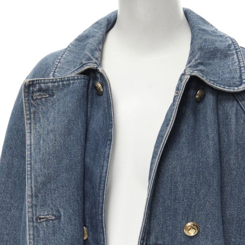 vintage MOSCHINO JEANS 1988 azul vaquero rojo paisley forrado abrigo acolchado IT42 en venta 3