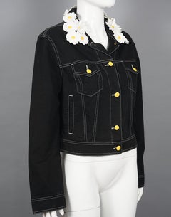 Vintage MOSCHINO JEANS "Love Me, Love Me not" Daisy Collar Denim Jacket