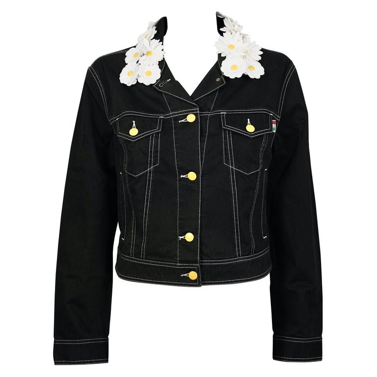 Vintage MOSCHINO JEANS "Love Me, Love Me not" Daisy Collar Denim Jacket For  Sale at 1stDibs | moschino jeans label, moschino jeans jacket, moschino  daisy