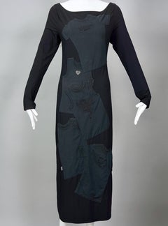 Vintage MOSCHINO JEANS Novelty Shirts Applique Maxi Dress