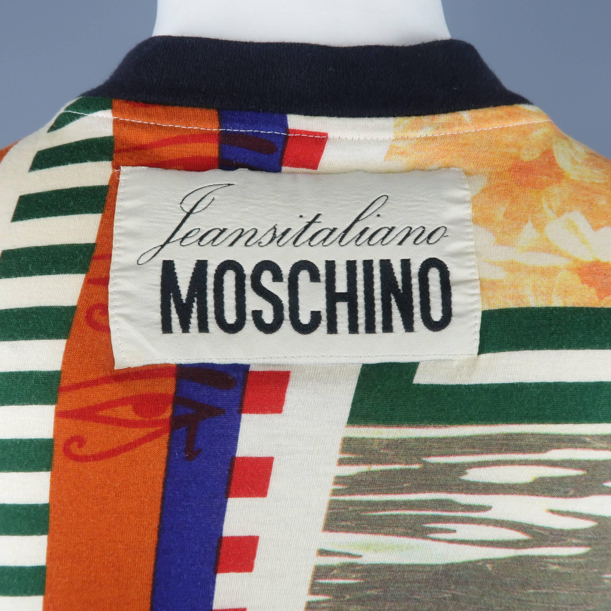 Moschino Jeans Vintage Size XL Mixed Media Collage Print Cotton T-shirt - Spring 3