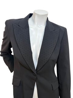 Vintage Moschino Jeans Studded Lapel Black Blazer, Italy, circa 1990s IT 42