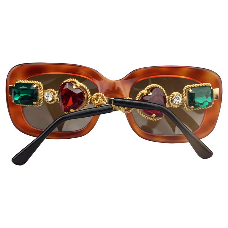 Vintage MOSCHINO Jewelled Tortoiseshell Sunglasses For Sale  display picture 2