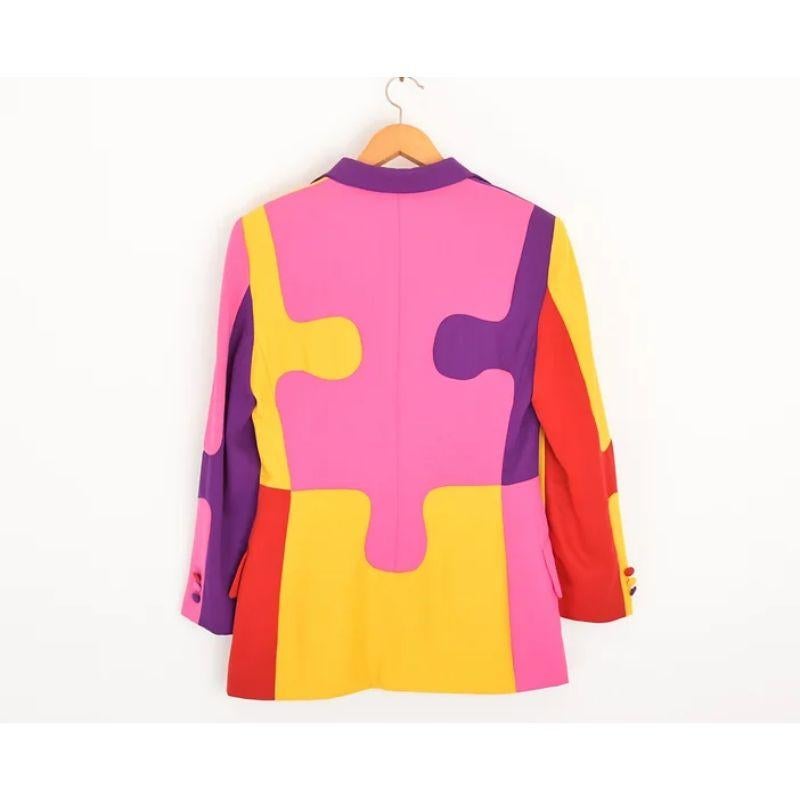 Vintage Moschino 'Jigsaw Puzzle' Blazer Colourful Blazer Jacket In Good Condition For Sale In Sheffield, GB