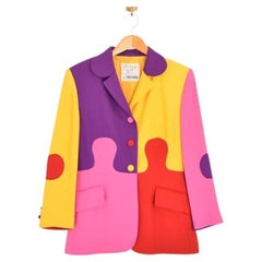 Veste blazer vintage Moschino « Pigsaw Puzzle » colorée