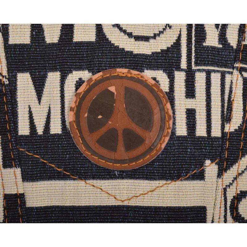 Vintage Moschino Junior Label 1990's Tapestry Stitch Artisan Logo Denim Jacket In Good Condition For Sale In Sheffield, GB