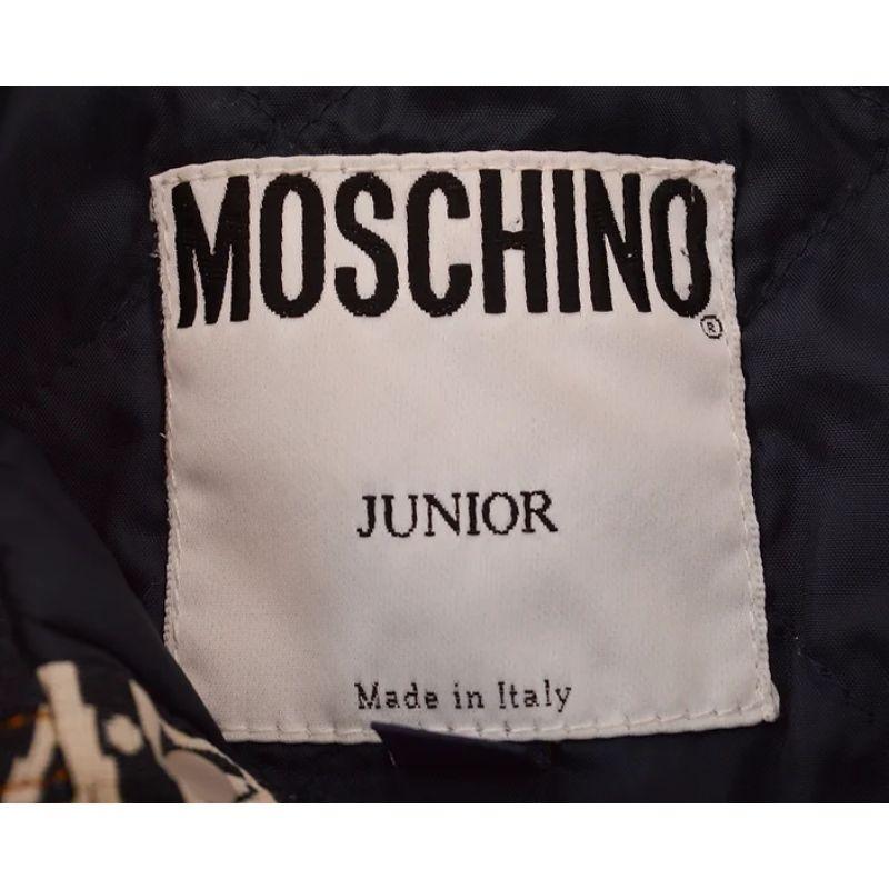 Vintage Moschino Junior Label 1990's Tapestry Stitch Artisan Logo Denim Jacket For Sale 4
