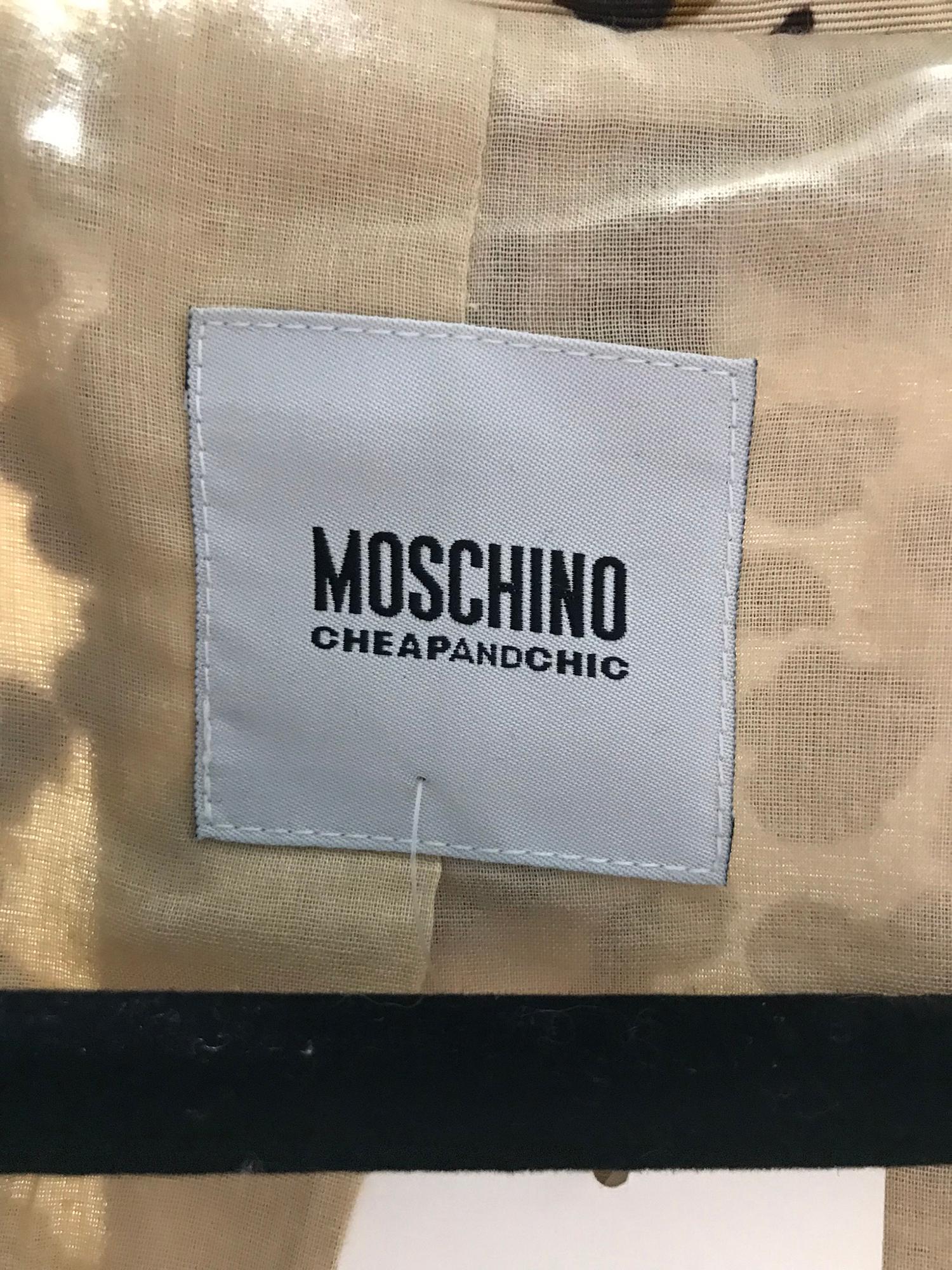 Vintage Moschino Leopard Print Faille Ribbon Applique Jacket 1990s 6