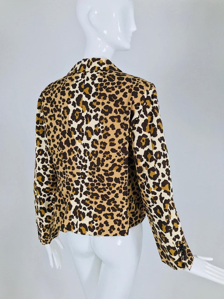 Vintage Moschino Leopard Print Faille Ribbon Applique Jacket 1990s at ...