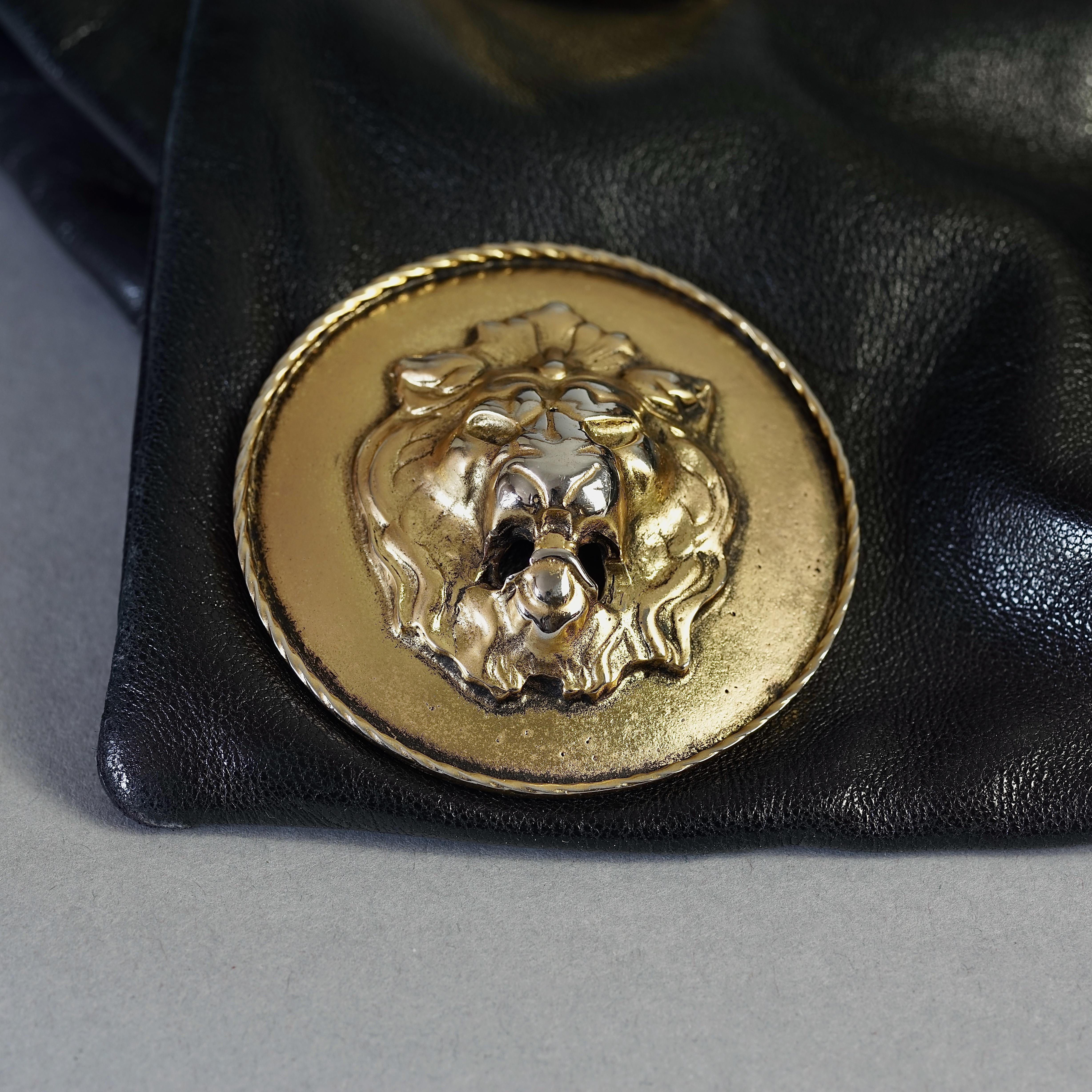 Vintage MOSCHINO Lion Head Door Knocker Leather Jacket For Sale 2