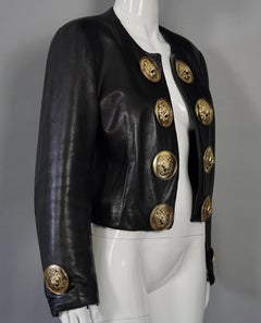 Vintage MOSCHINO Lion Head Door Knocker Leather Jacket