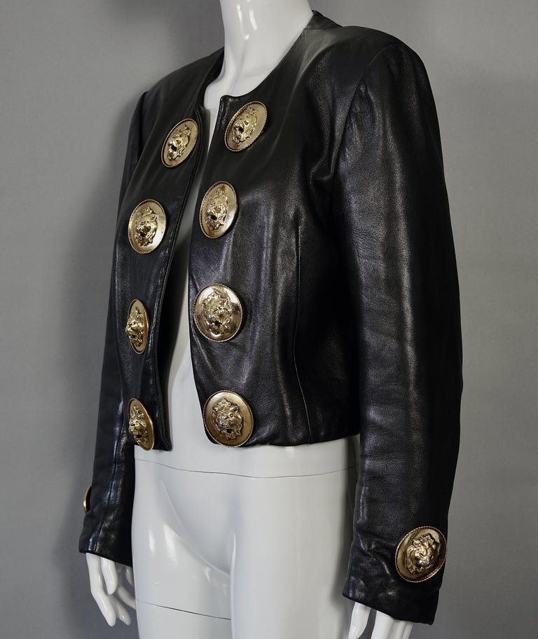 Vintage Moschino Lion Head Door Knocker Leather Jacket For Sale At 1stdibs Lion Leather Jacket