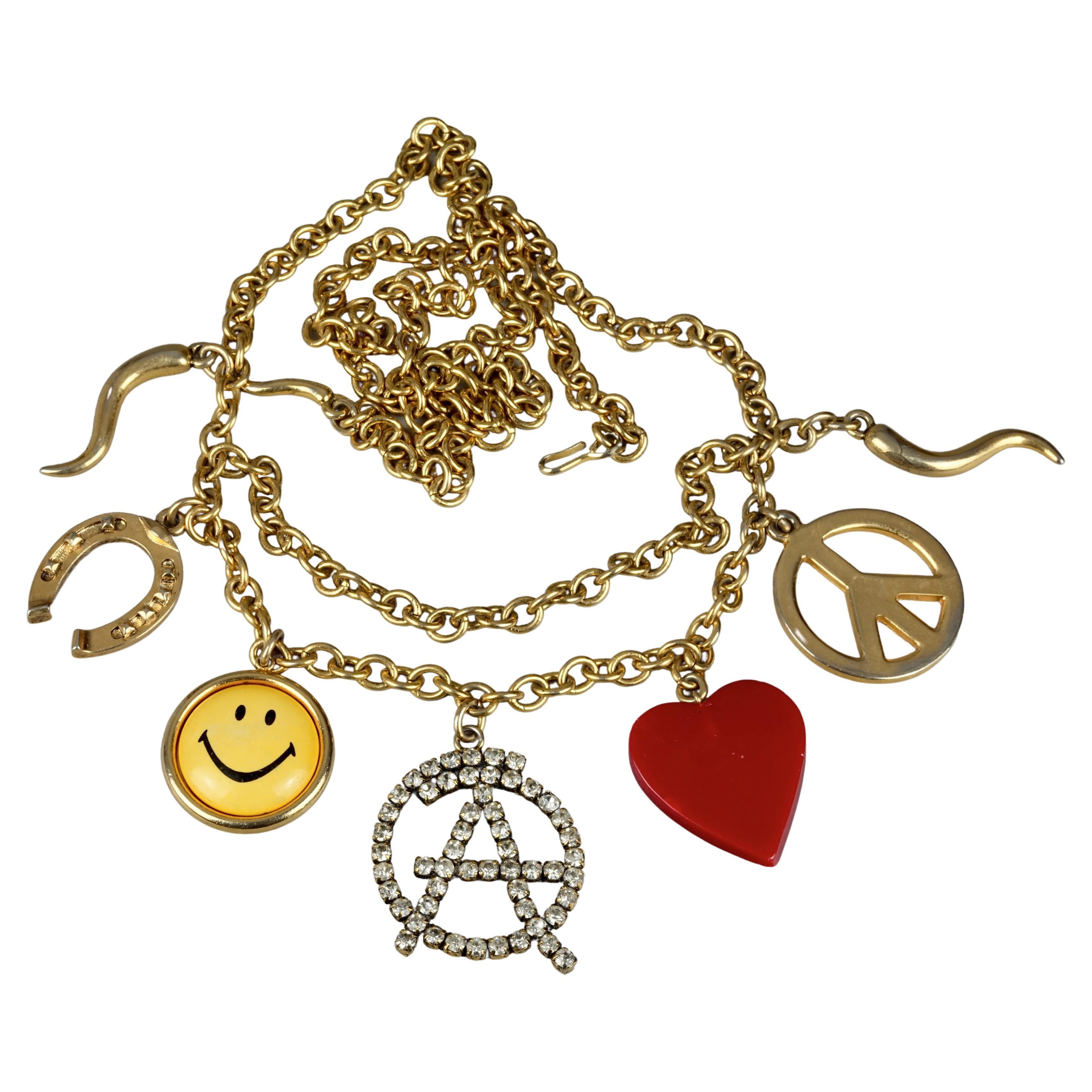 Vintage Iconic MOSCHINO Love Peace Smile Charm Belt