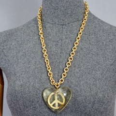 Vintage MOSCHINO Lucite Heart Peace Sign Novelty Necklace