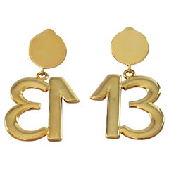 Vintage MOSCHINO "Lucky 13" Novelty Dangling Earrings