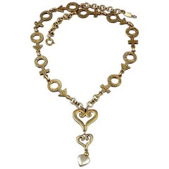 Vintage MOSCHINO "MARS et VENUS" Symbole Male et Femelle Collier de Perles Coeur