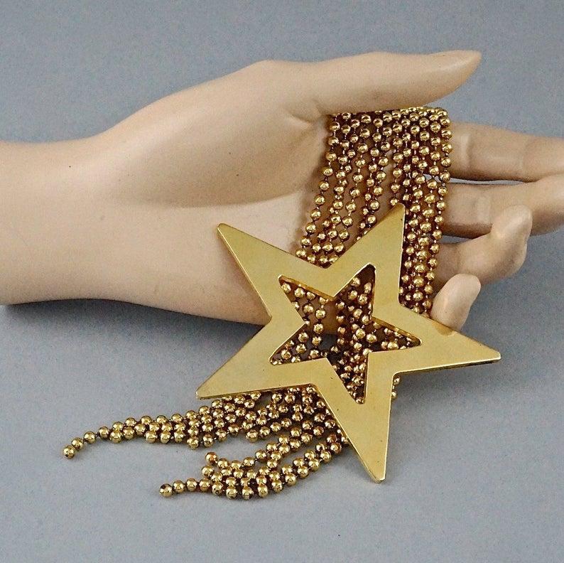 Women's Vintage MOSCHINO Massive Star Strand Fringe Necklace For Sale