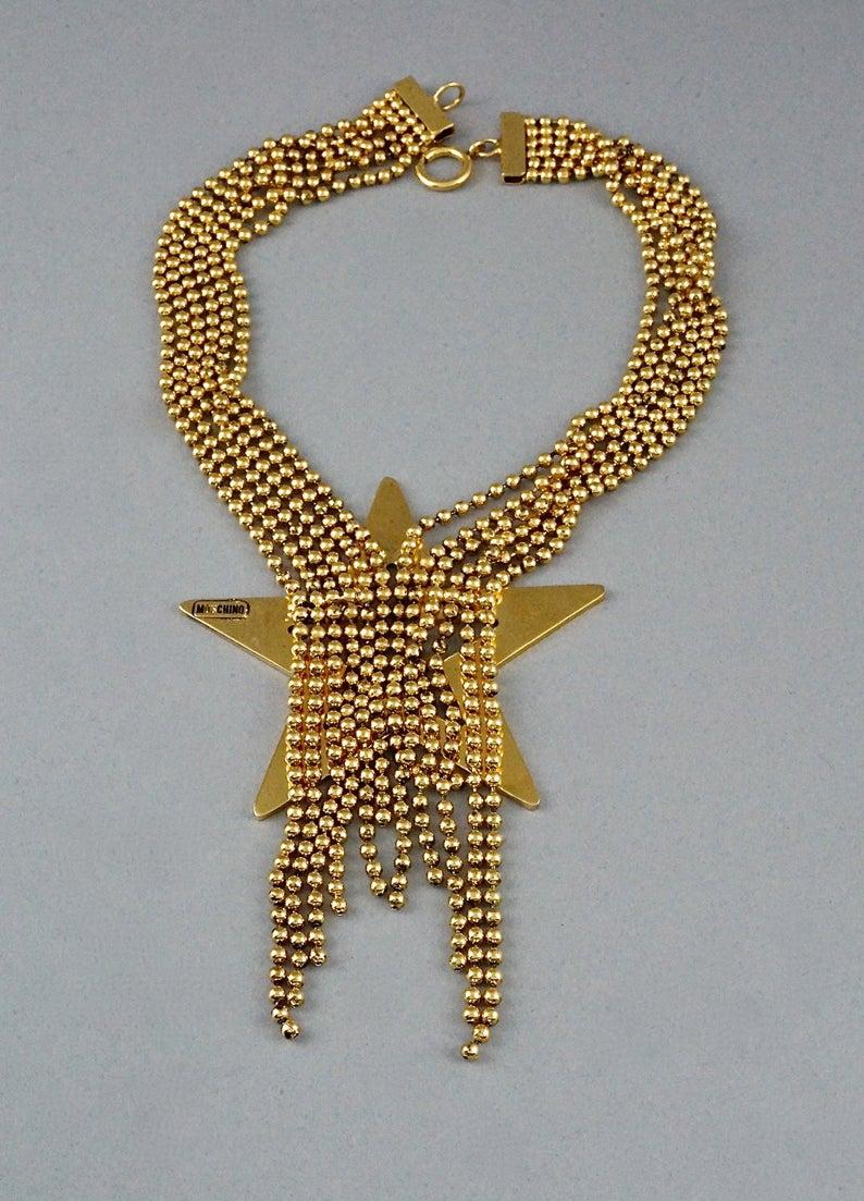 Vintage MOSCHINO Massive Star Strand Fringe Necklace For Sale 1