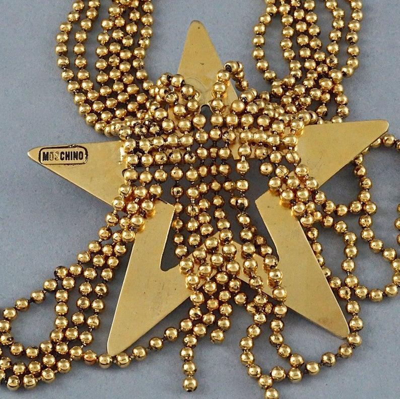 Vintage MOSCHINO Massive Star Strand Fringe Necklace For Sale 2