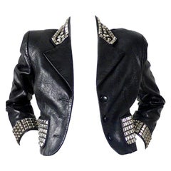 Vintage MOSCHINO Metal Studded Leather Cropped Jacket