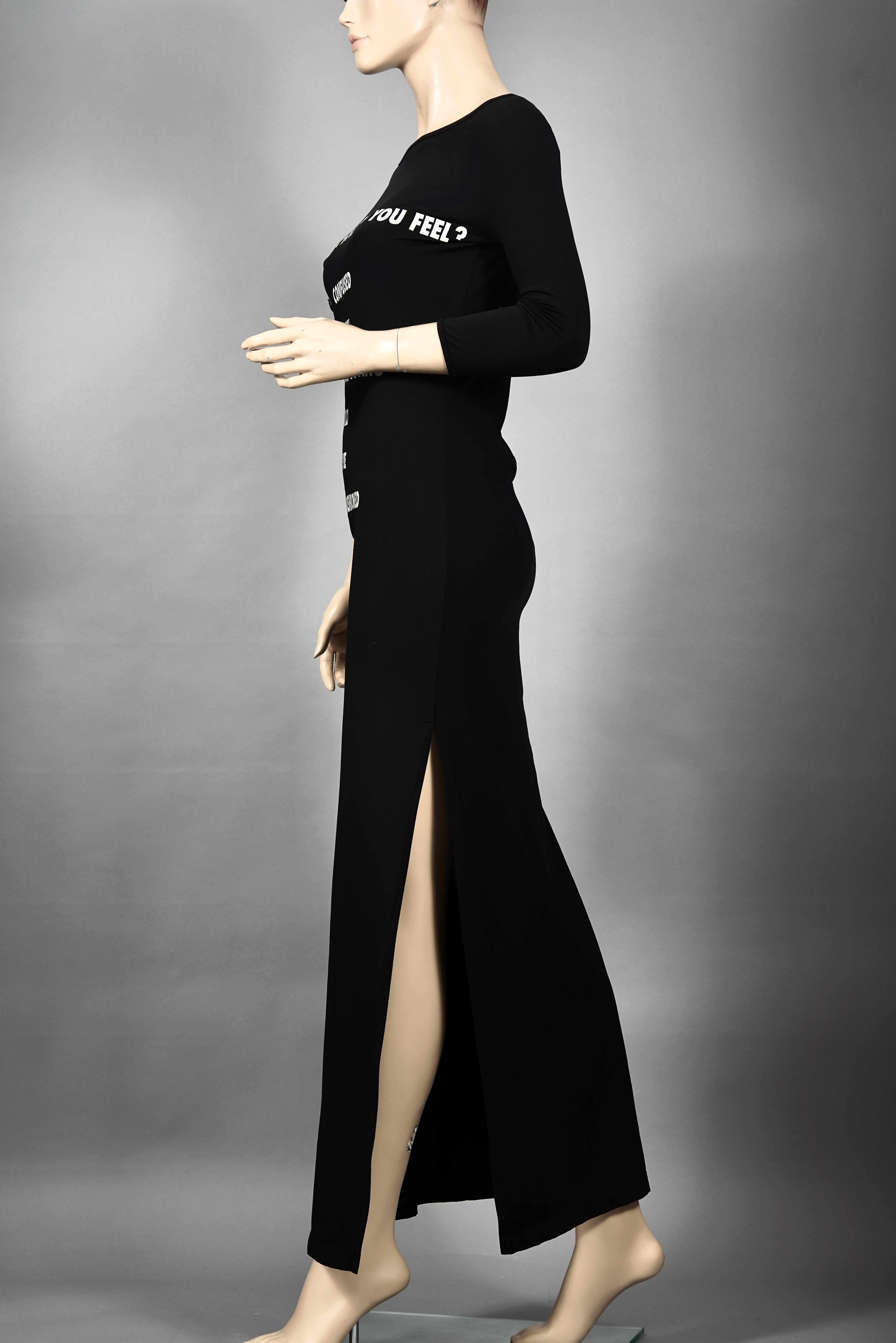 Black Vintage MOSCHINO Millenium Mood Checklist Maxi Dress For Sale
