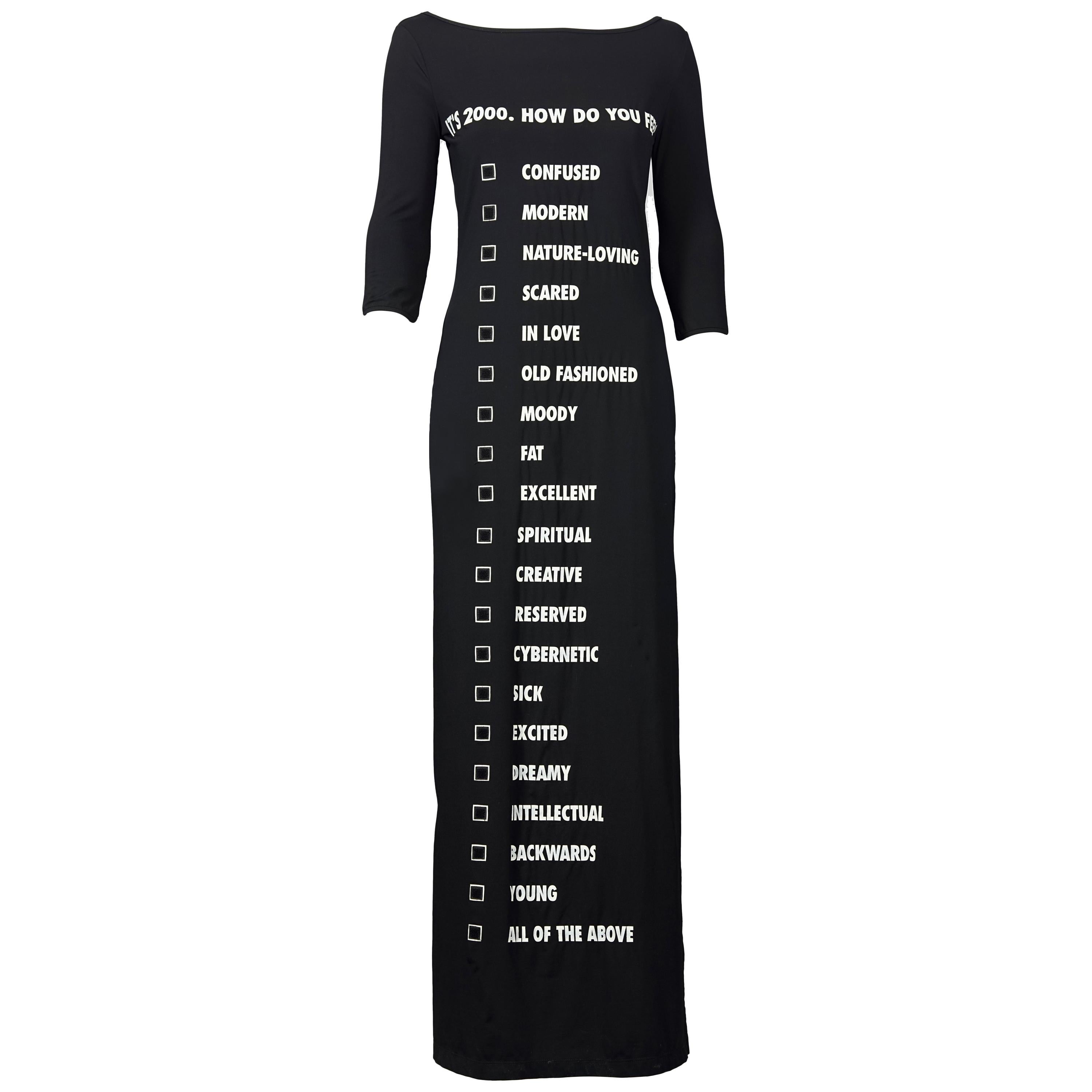 Vintage MOSCHINO Millenium Mood Checklist Maxi Dress