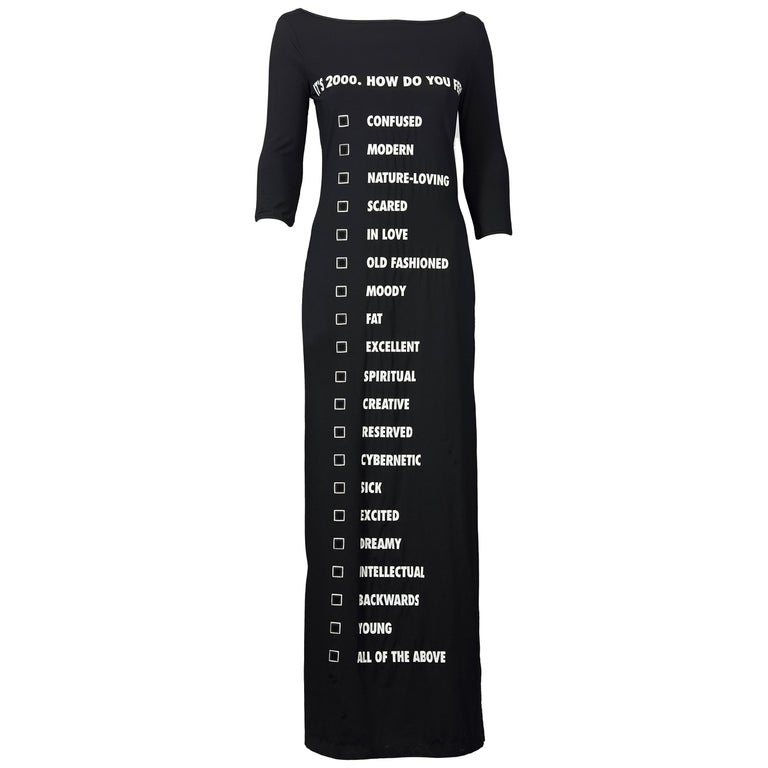Vintage MOSCHINO Millenium Mood Checklist Maxi Dress For Sale at 1stDibs | moschino  dress sale, vintage moschino dress, moschino vintage dress