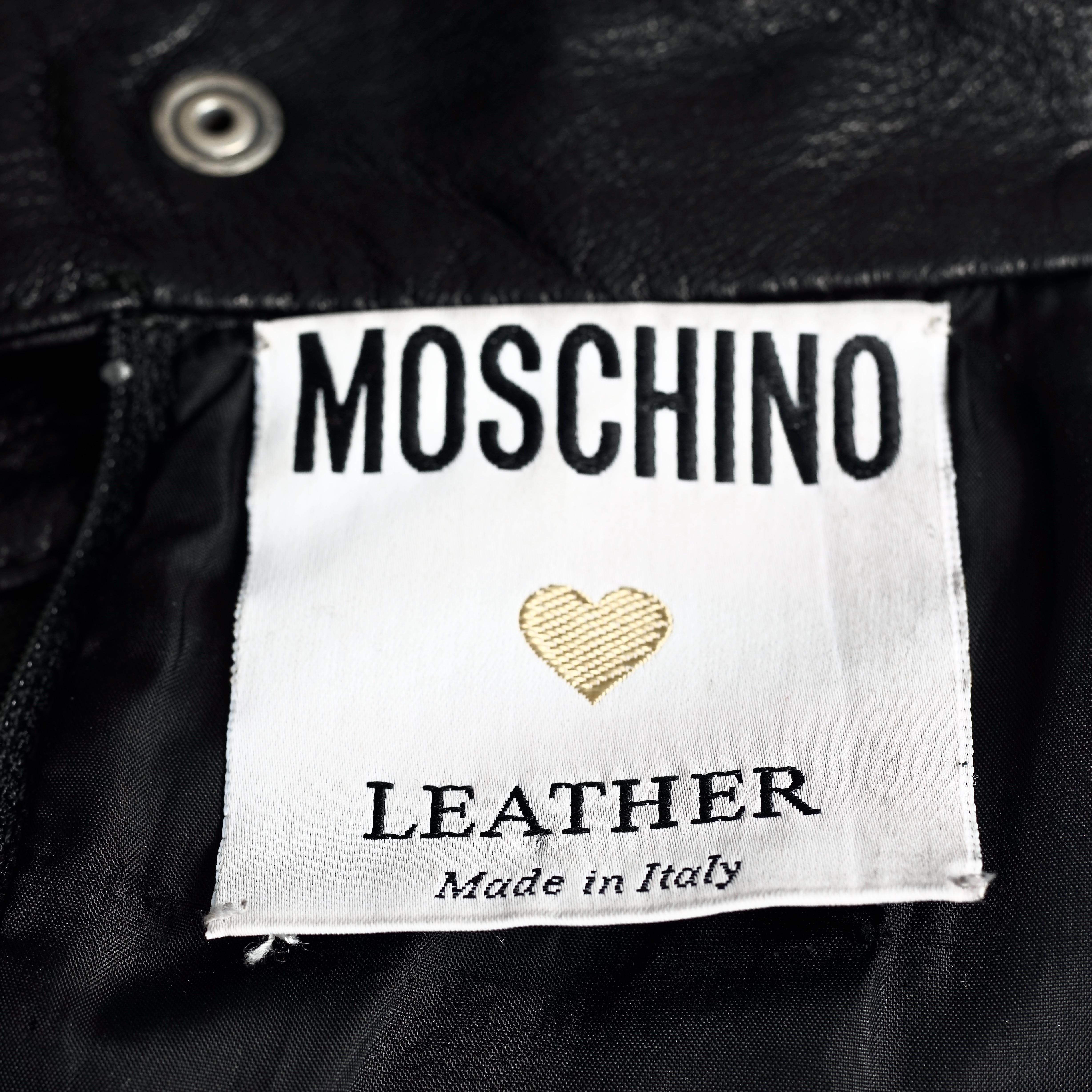 Vintage MOSCHINO Mirror Applique Leather Skirt 3