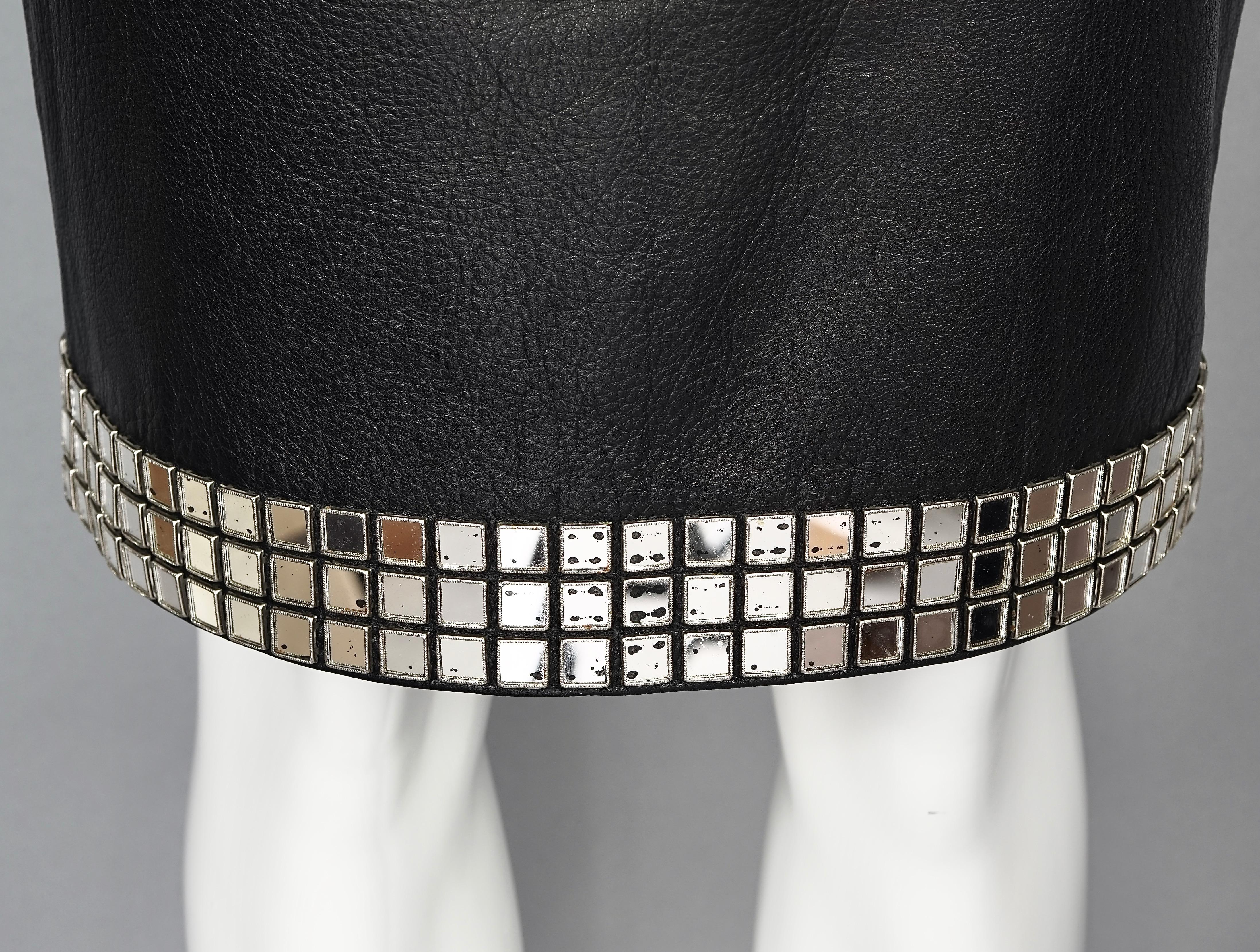 Vintage MOSCHINO Mirror Applique Leather Skirt In Good Condition In Kingersheim, Alsace