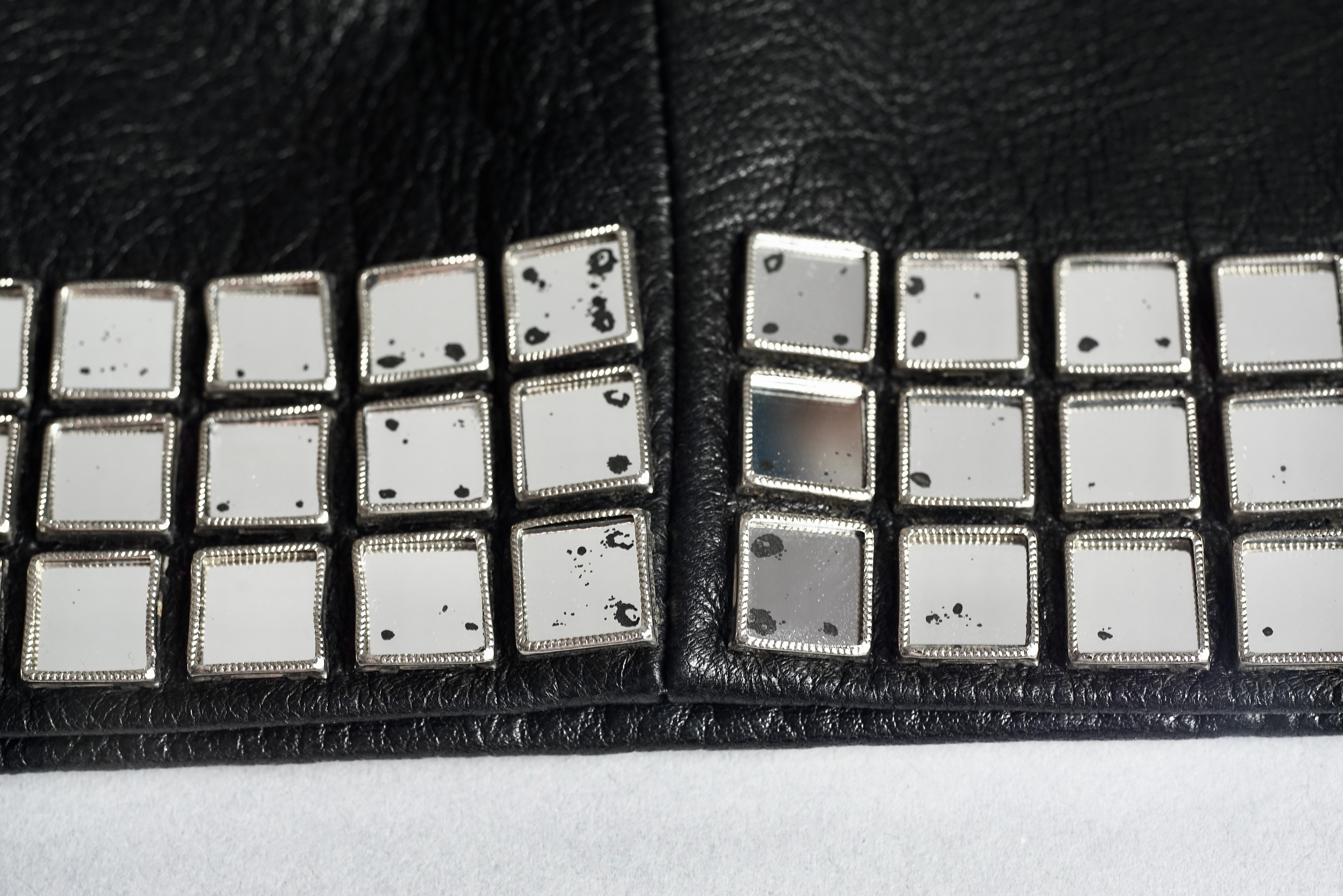 Vintage MOSCHINO Mirror Applique Leather Skirt 2